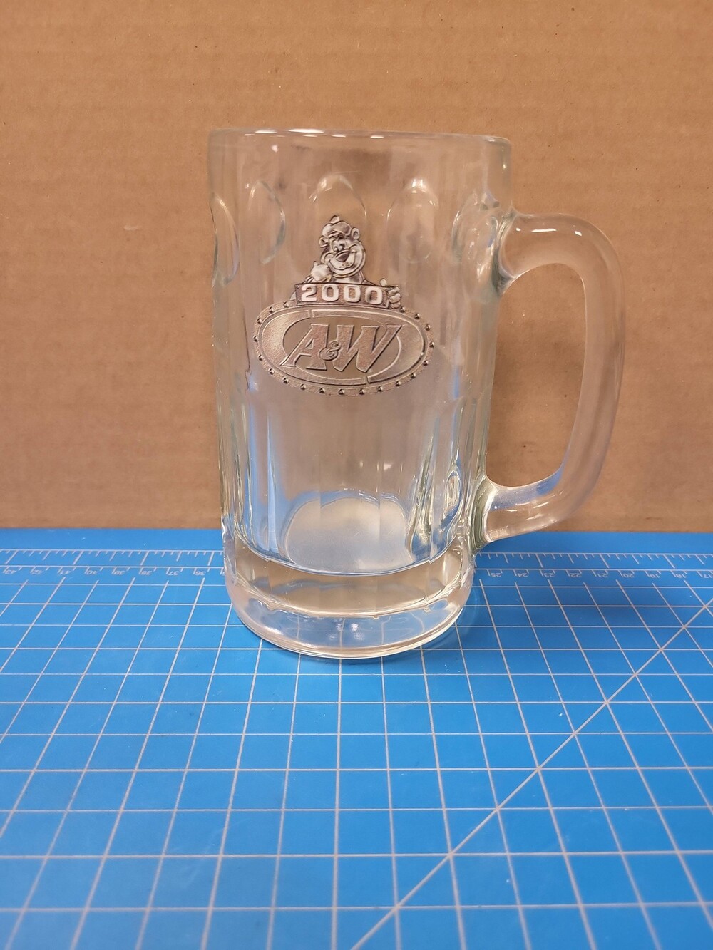 A&W Root Beer Mug 2000 Glass Heavy Restaurant Soda Advertising Collectible